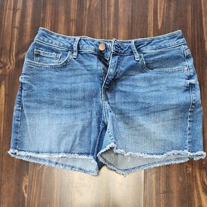 a.n.a Blue Denim Cutoff Shorts with Frayed Hem